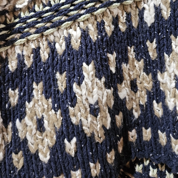 Free People Fairisle Hooded Sweater High Low Hem Oversized XS Navy Cream NWT - Picture 10 of 16